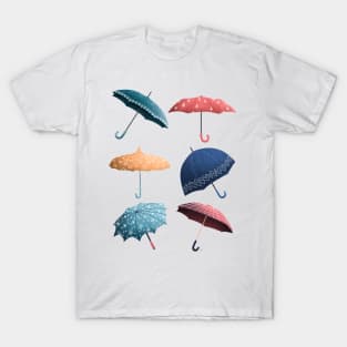 Fun Umbrellas Pattern - Pastel Retro T-Shirt